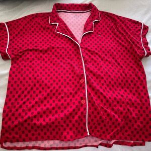 Tommy Hilfiger Red Pajama Top & Bottoms with White Trim